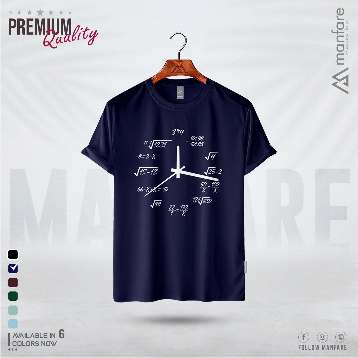 Math Clock - Manfare'S Half Sleeve T Shirt For Men