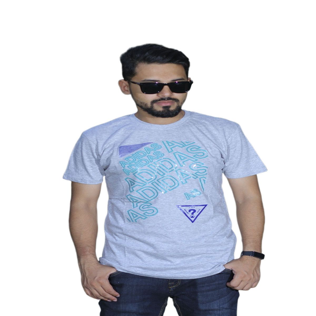 Ash Color Cotton Short Sleeve T-Shirt for Men