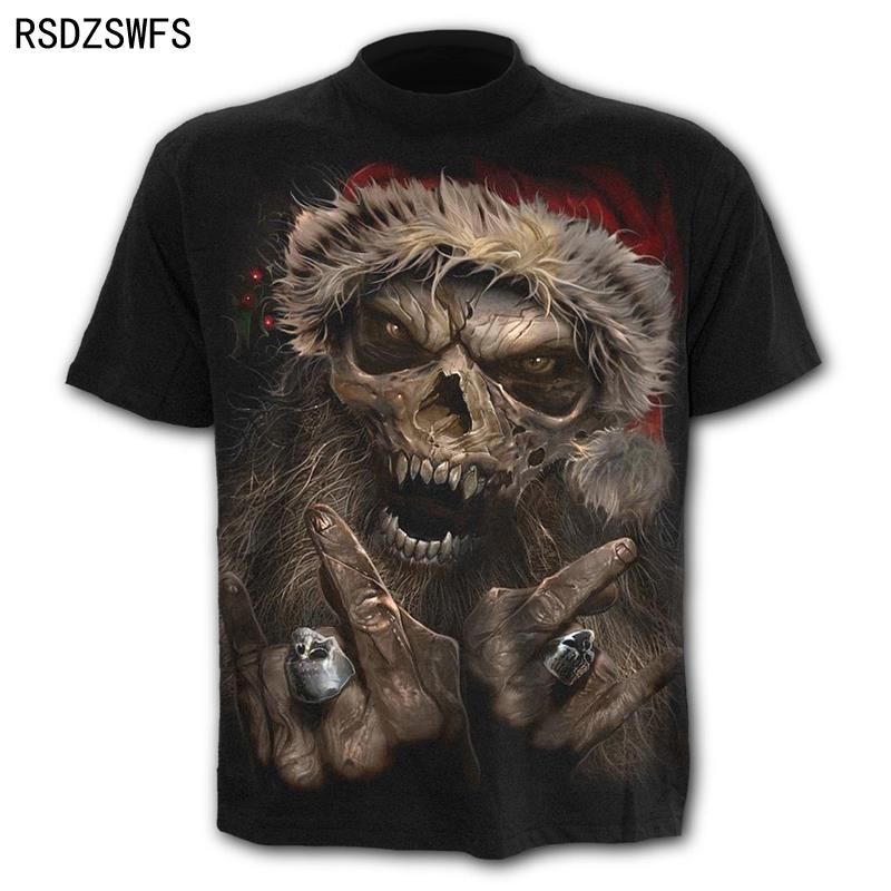 Scary Skull Men's T-Shirts Men's Punk 3D Shirts Summer Fashion Tops O-neck t-shirt Boys Clothing Streetwear Size XXS-5XL