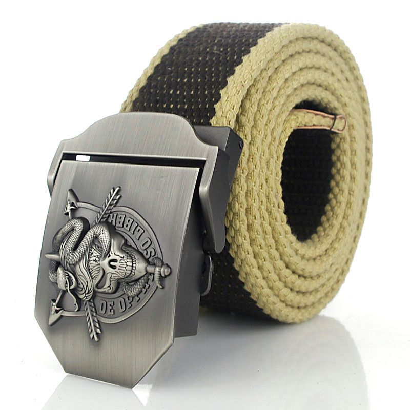 Unisex Skeleton snake personality canvas belt High Quality Military Belts For Mens & Women Luxury Patriot Jeans Belt