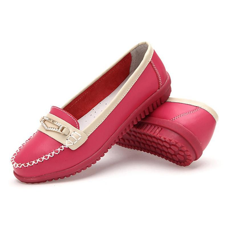 new flat with peas shoes flat leather women's shoes comfortable and casual