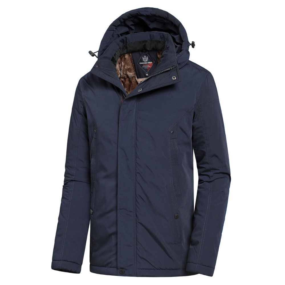 Men Winter Casual Long Thick Warm Fleece Hat Waterproof Parkas Jacket Coat Men Outwear Outdoor Fashion Pockets Parka Male