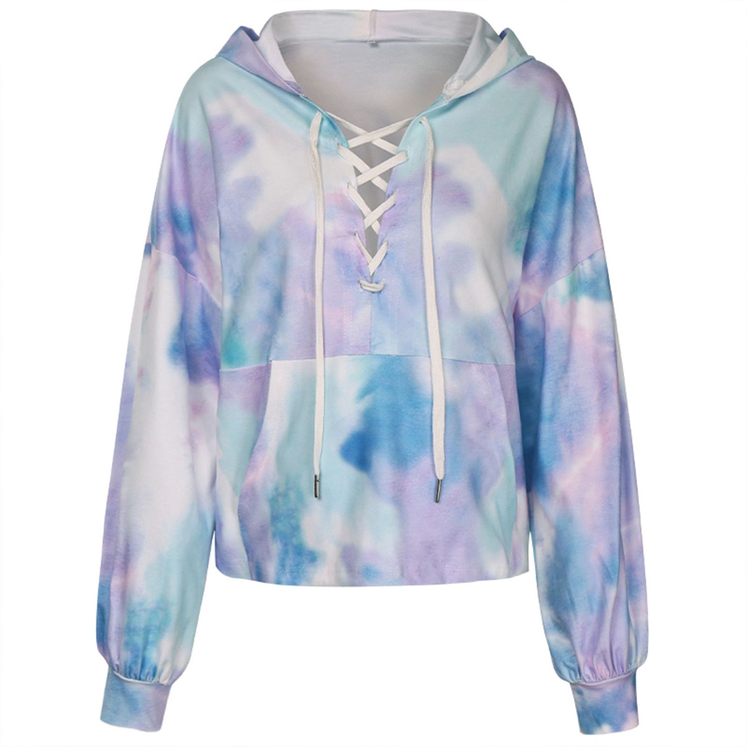 Women Fashion Tie-dye Hoodie Ladies Stylish Long Sleeve Top for Shopping Daily Wear
