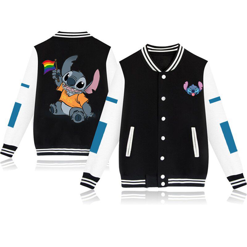 Stitch Baseball Uniform Boys Girls Coat Retro Print Streetwear Casual  Jacket  Tracksuit  Top Japanese streetwearn