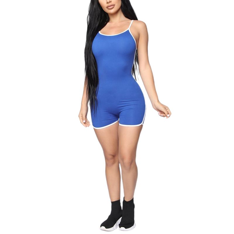 Female Jumpsuit Fashionable U-Neck Sleeve Jumpsuit Bodysuit for Women( Black/Red/Khaki/Blue/Fluoresc