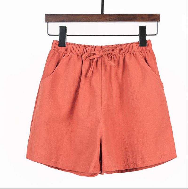 Female Shorts, Women’ s Solid Color High Waist Loose Pants Straight-Leg Pants for Summer, S/M/L/XL