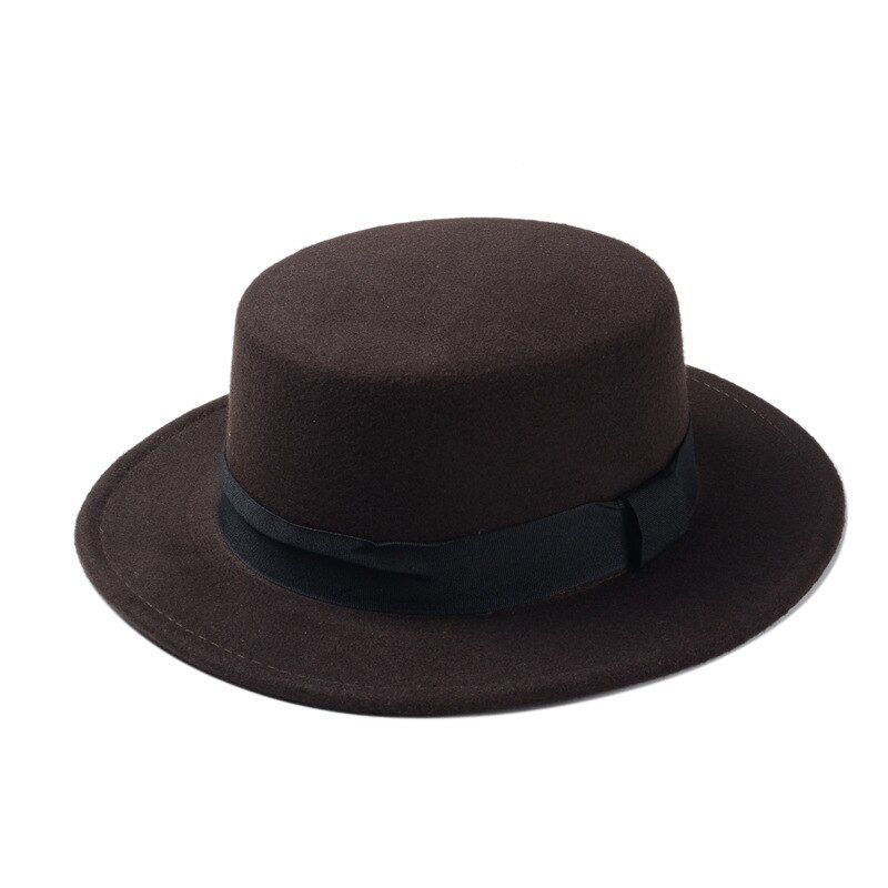 10 Color Men Women Fedora Hat Flat Dome Oval Bowler Toca Sombrero Hat With Black Ribbon Band 10