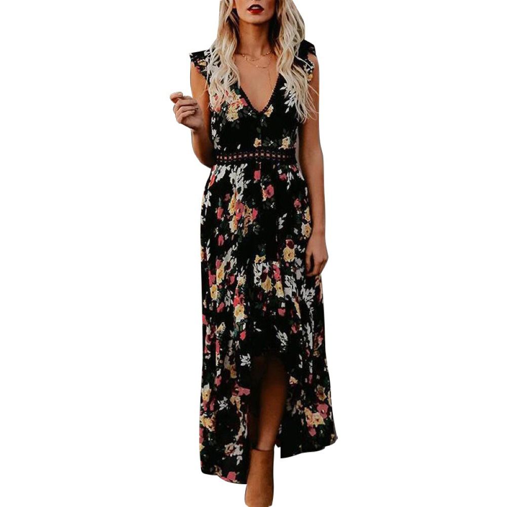 Women Sleeveless Irregular Hem Backless Long Tank Dress