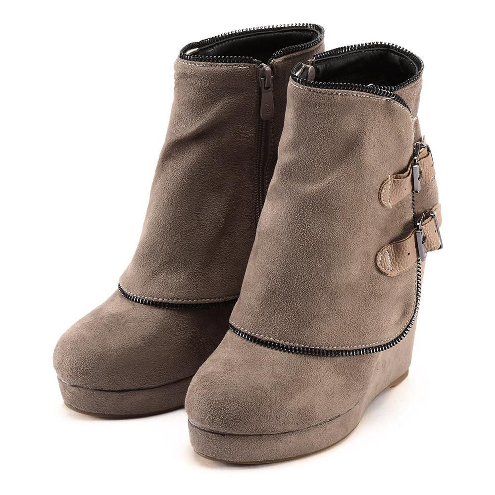 korean fashion boots for women ladies Women Leisure Round ToeTassel Shoes Platform Zip Scrub Long Tube Boots