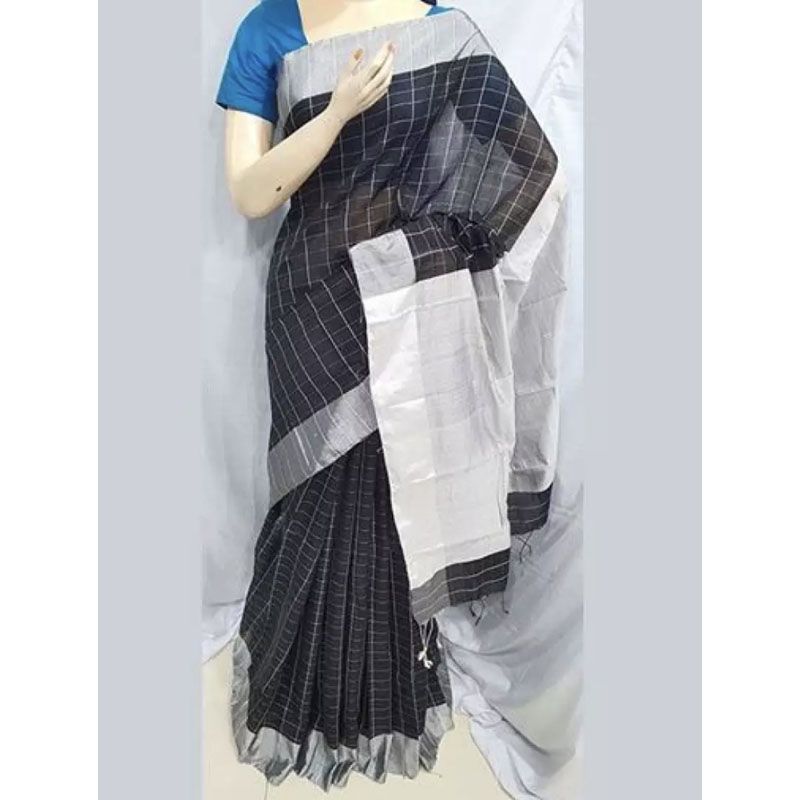 Dhopian saree/Dhupain Cheak Sarees Green Ash colour Saree Same as picture Treanding Saari for woman Sari collection Saree for woman Tangail  Saree Tangail Tat Shilpo (TAN)