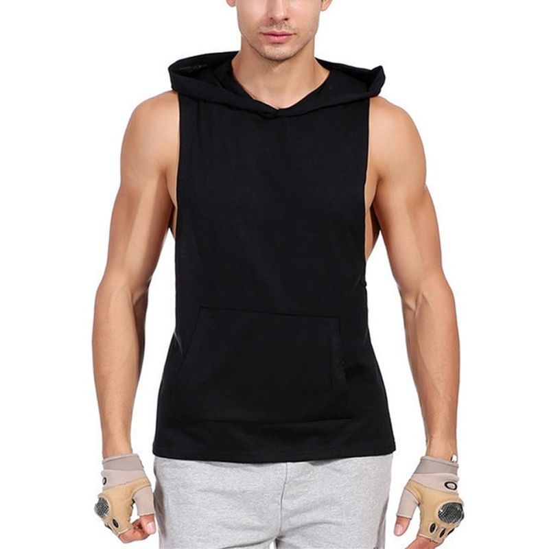 Gym Muscle Bodybuilding Fitness Stringer Men TaTop Gyms Gorilla Wear Vest Undershirt Male Gym Bodybuilding Tanktops Hooded