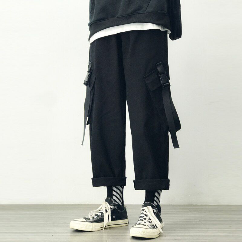 Men's Joggers Cargo Pants Man Black Cotton Comfortable Pant Summer Casual Streetwear Loose Trouser Japanese Trendy Sweatpants
