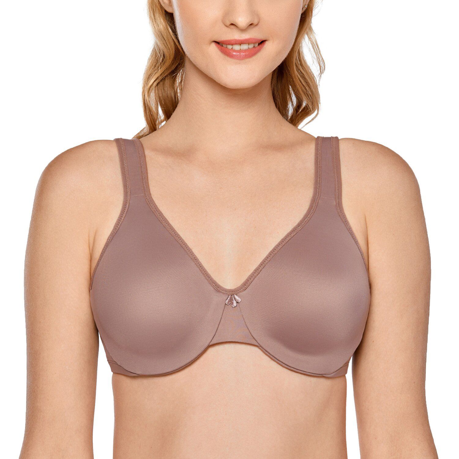 Delimira Women's Smooth Full Figure Underwire Seamless Minimizer Bra Plus Size