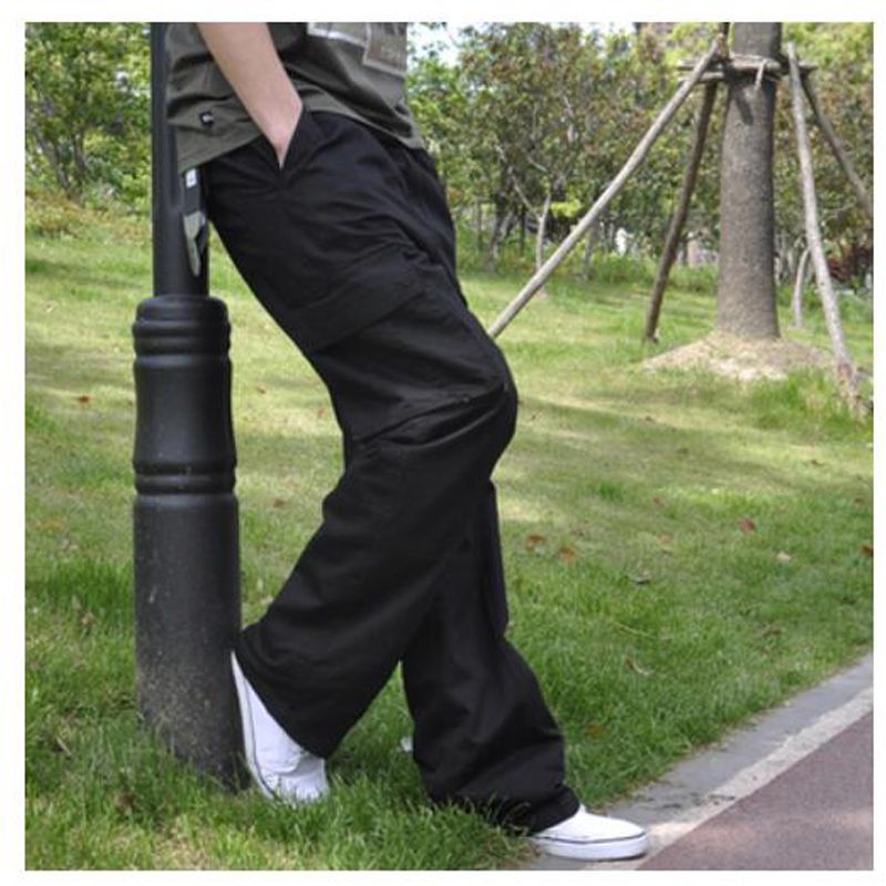 spring Men cargo cotton pantscket large size big 8XL 10XL 9XL 140KG loose out door casual safari style pants black 46 48 50