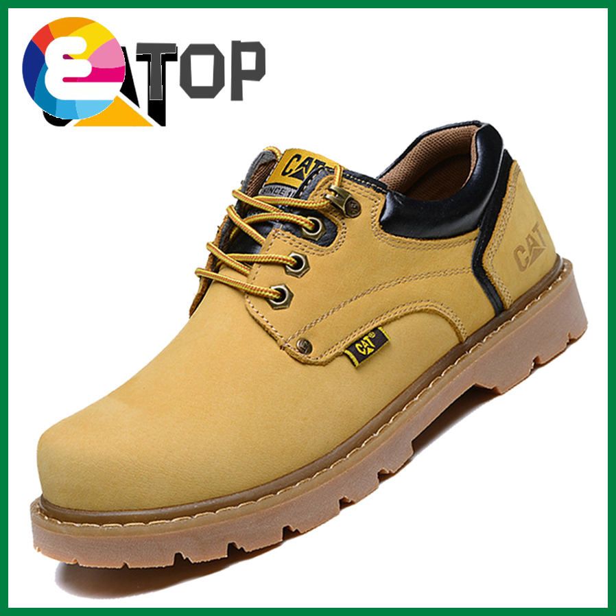 Caterpillar Men Leather Cowhide Leather Shoes Plain Soft-Toe Work Boots Caterpilla