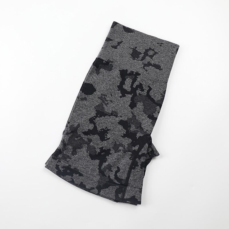 Camo Pattern Seamless Gym Shorts Women High Waist Tummy Control Fitness Running Sports Shorts Squat Proof Yoga Booty Shorts