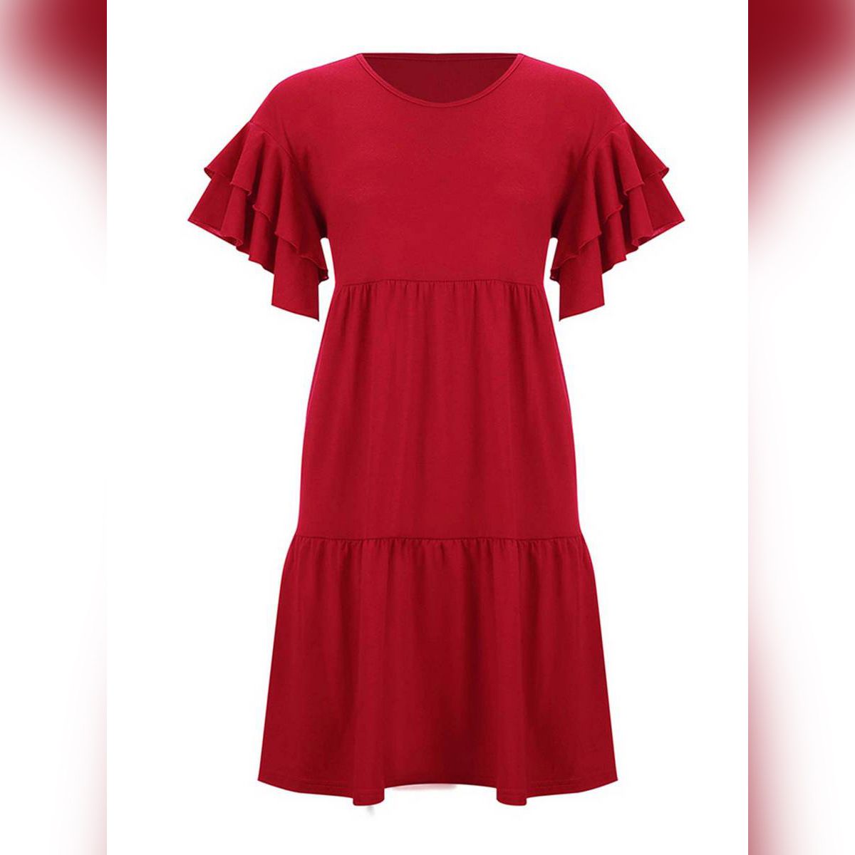 2021 Women Trumpet Sleeve Solid Color Dress Ladies Fashion Dress for Party Shopping Daily Wear