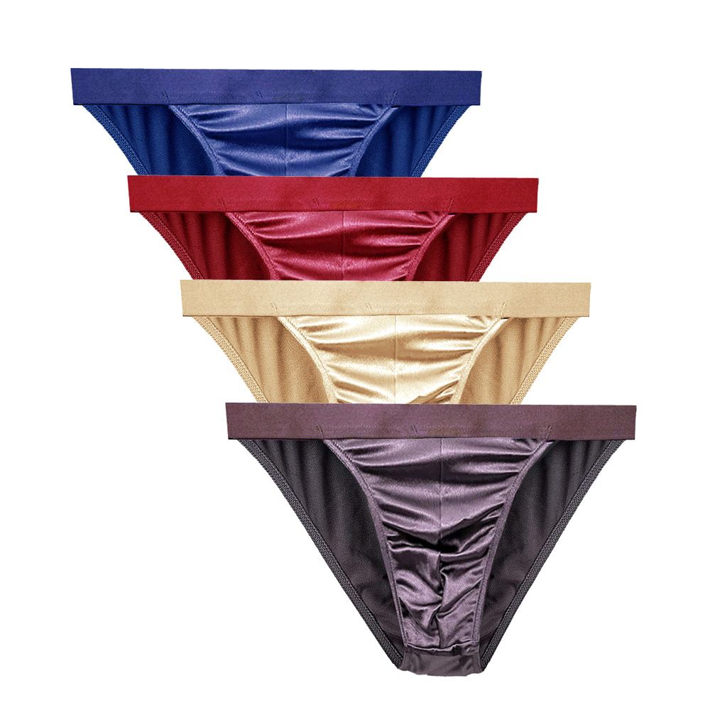 Mierside #0806 4Pcs/Bag Men's Low Waist T-Back G-String&Briefs Bulge Pouch Breathable Panties Large Size Lot Soft Underpants Man
