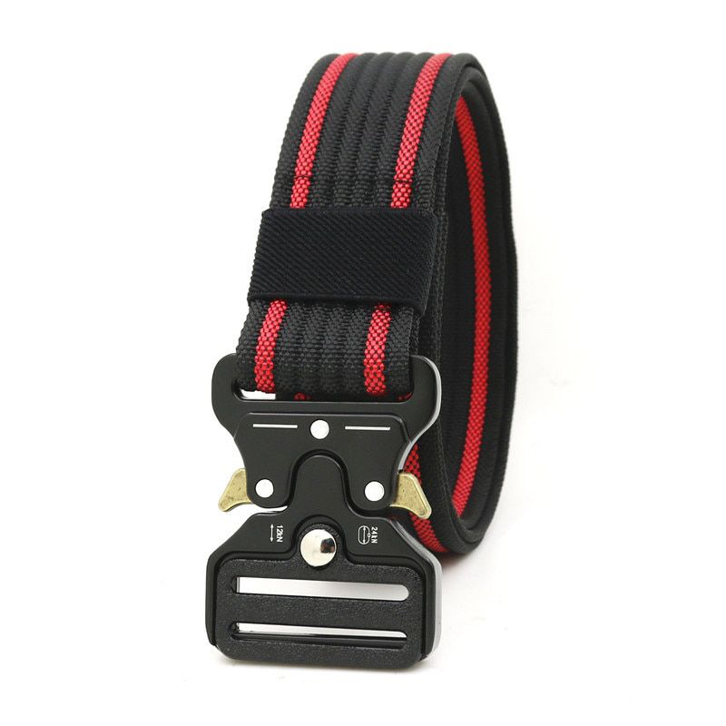 10 Style Elastic Belt Men Aluminum Alloy Black Pluggable Buckle Tactical Belts Breathable Comfortable Nylon Jeans Belt