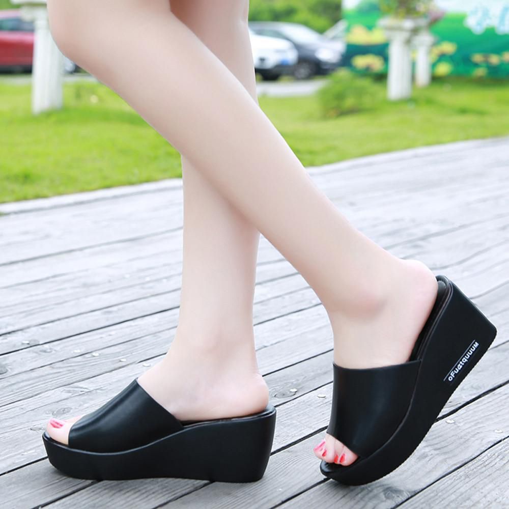 Korean Style Women Sandals Lady Shoes Casual Women Fish mouth Platform High Heels Sandals Slope Sandals Slippers Fashion Shoes Work female shoes women shoes