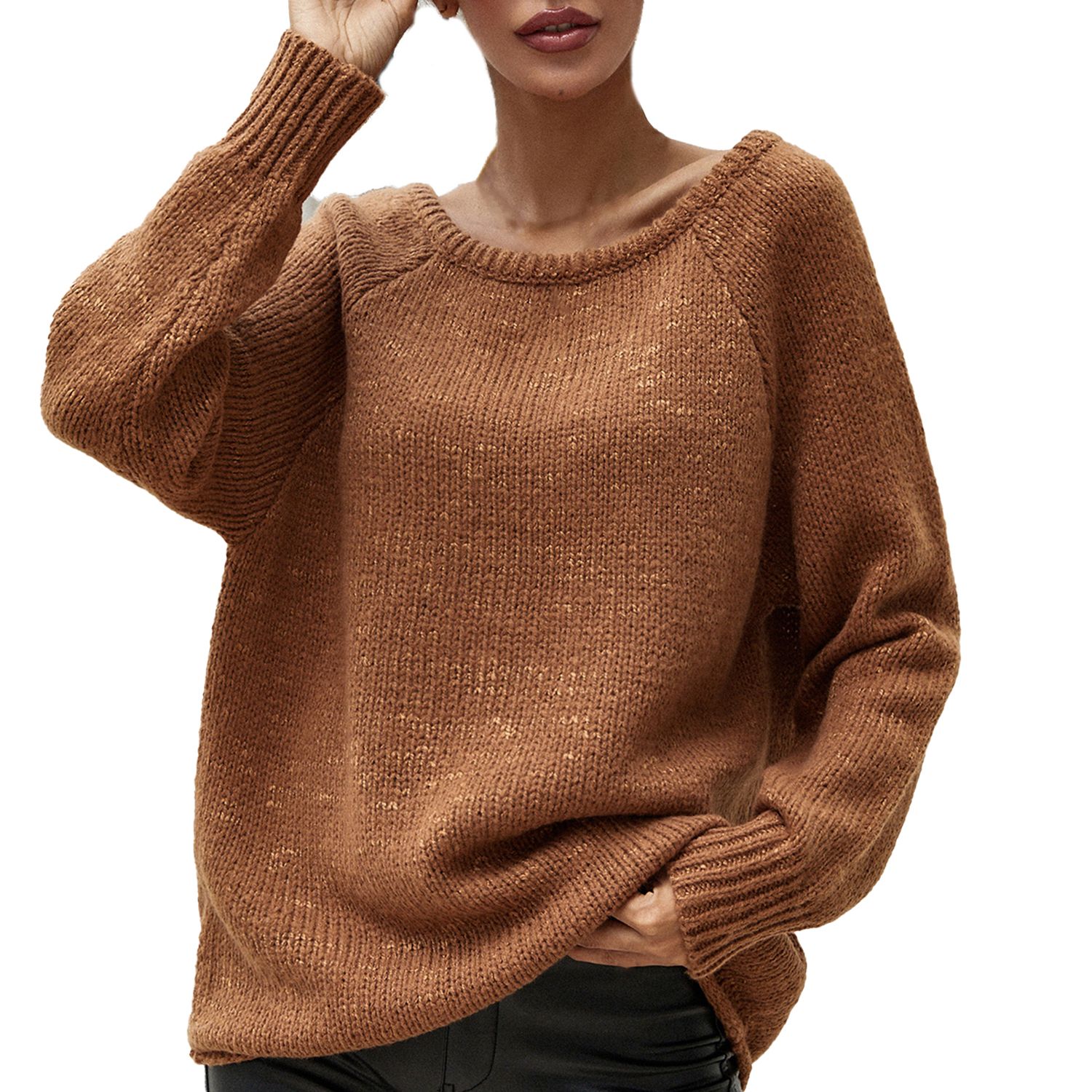 Sweater Jumper Long Sleeve Loose Fit O-Neck Knitted Pullover