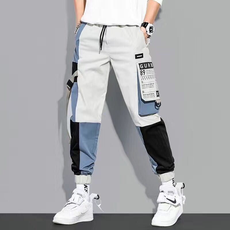 Men Pants Spring and Autumn Cargo Pants Man Fashion  Hop Casual Pants Loose Kan Drawstring Men Joggers Sweatpants
