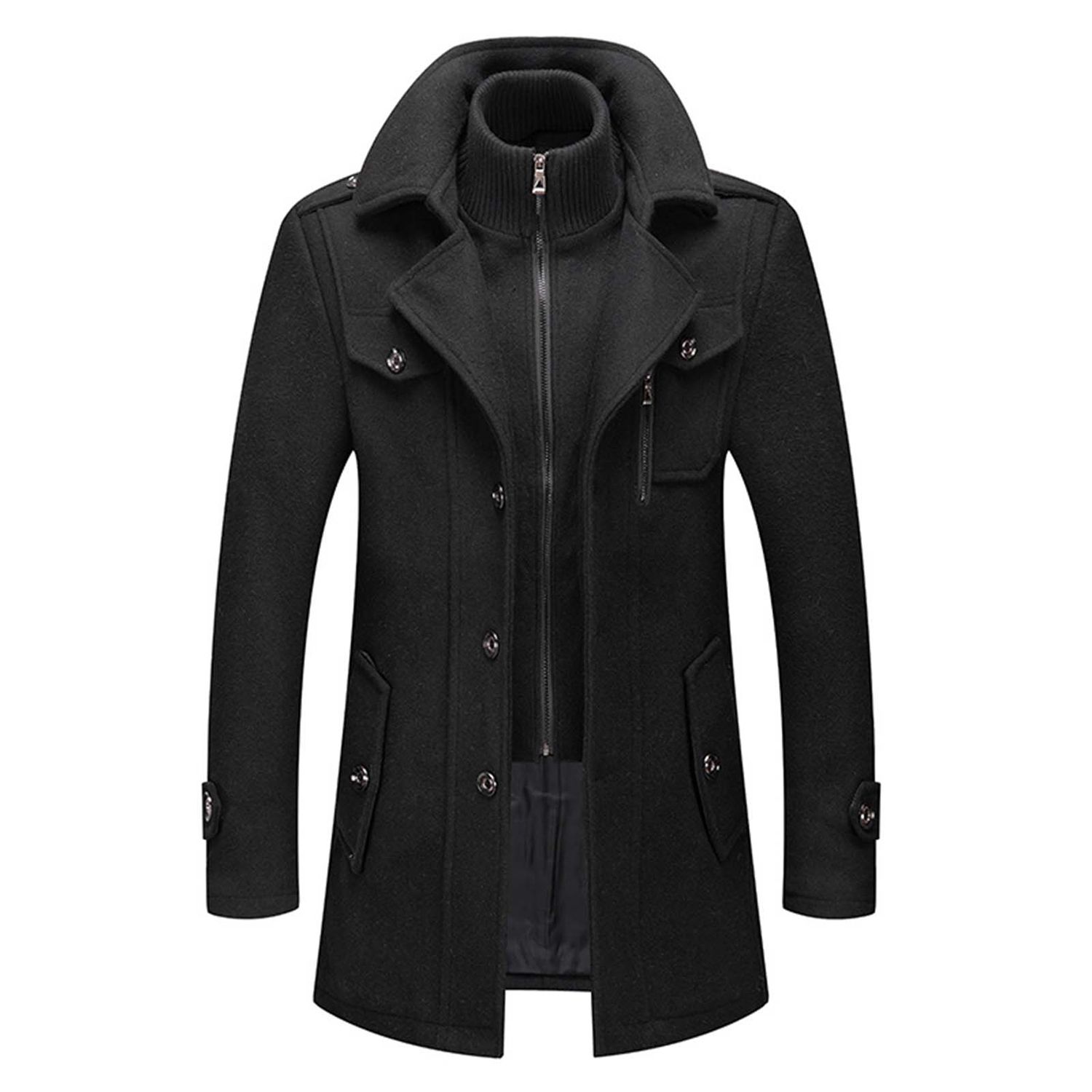 Trench Coat Lapel Pure Color Buttons Coat