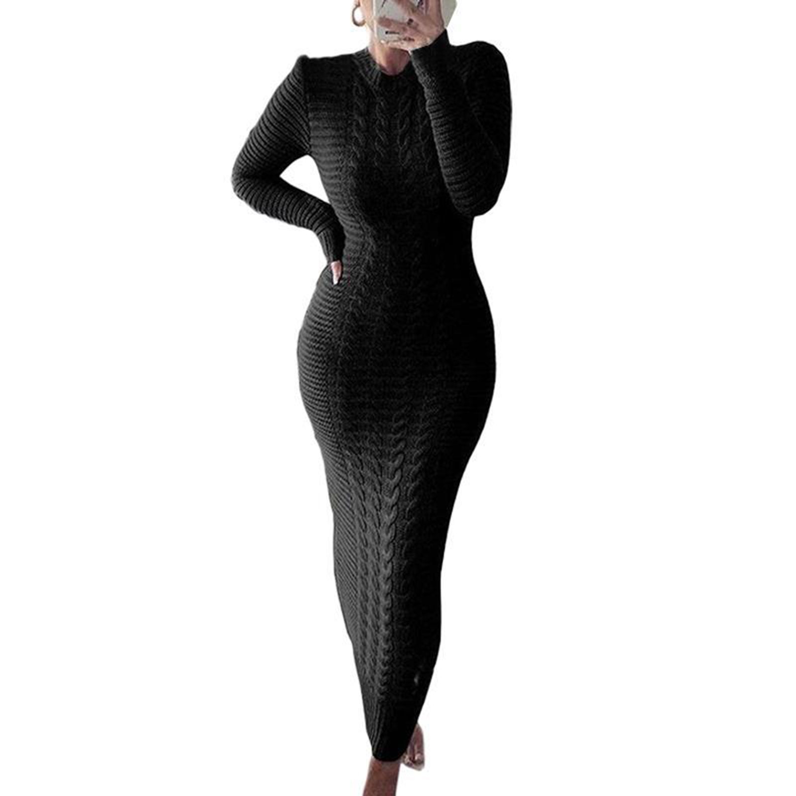 Spring Sweater Dress Knitted Long Sleeve Spring Sweater Dress