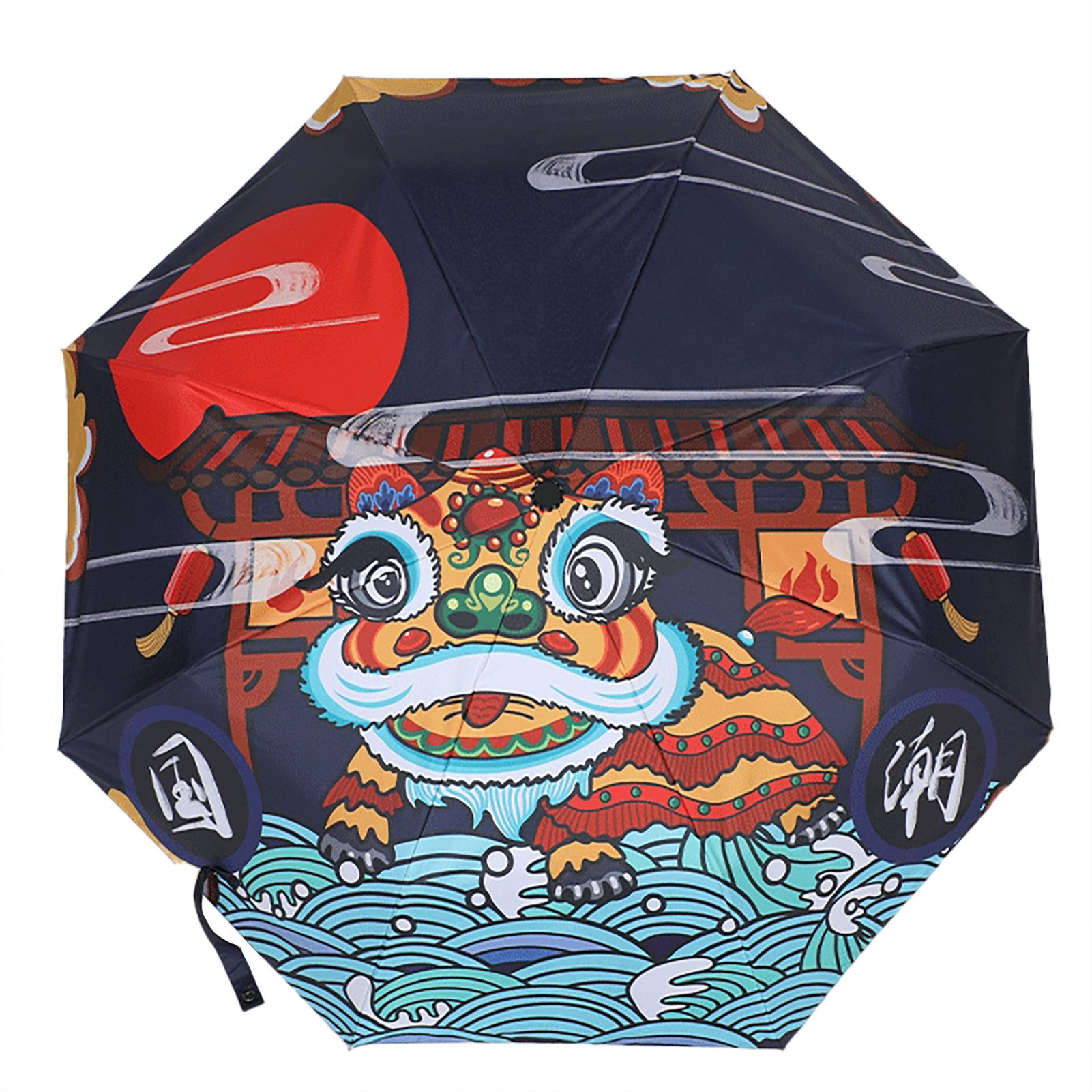 Anti-dropping Folding Umbrella Special Fabric Automatic Chinese Style Rain Umbrella for Summer
