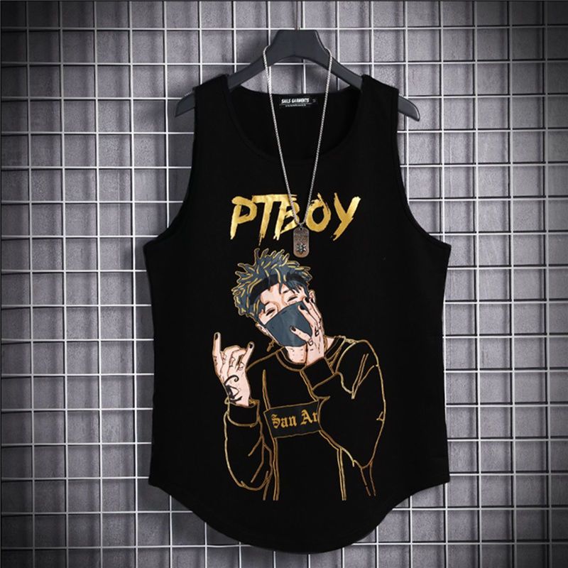Men's TaTops Kan Fashion Streetwear Print Hop Sleeveless TaTop Men Casual Men Clothing Loose Men TaTops