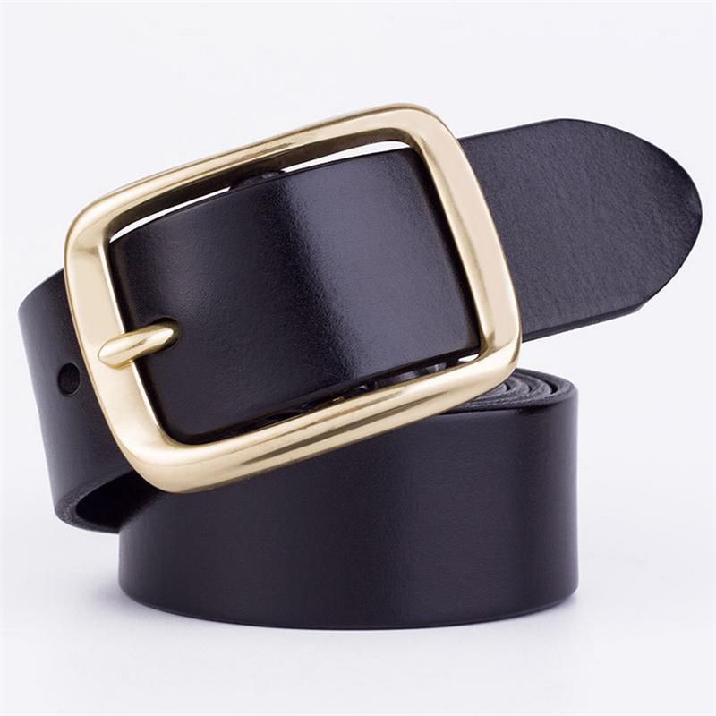 SupSindy men belt cowskin leather solid Copper Pin buckle belts for men Top quality Business Casual vintage Cowhide male strap