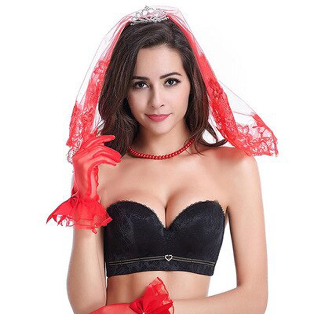 Mousse Womens Wedding Bra Push Up Invisible Bridal Bra 1/2 cup Half Cup Padded Floral Embroidery Party Bra Beige