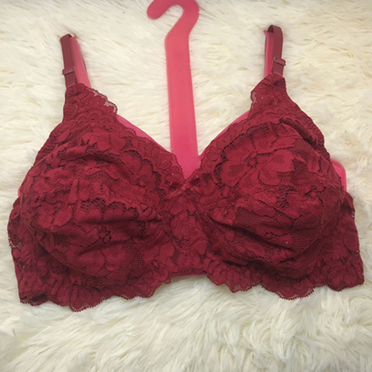 Full Lace Red Cute And Fresh Bra For Women
