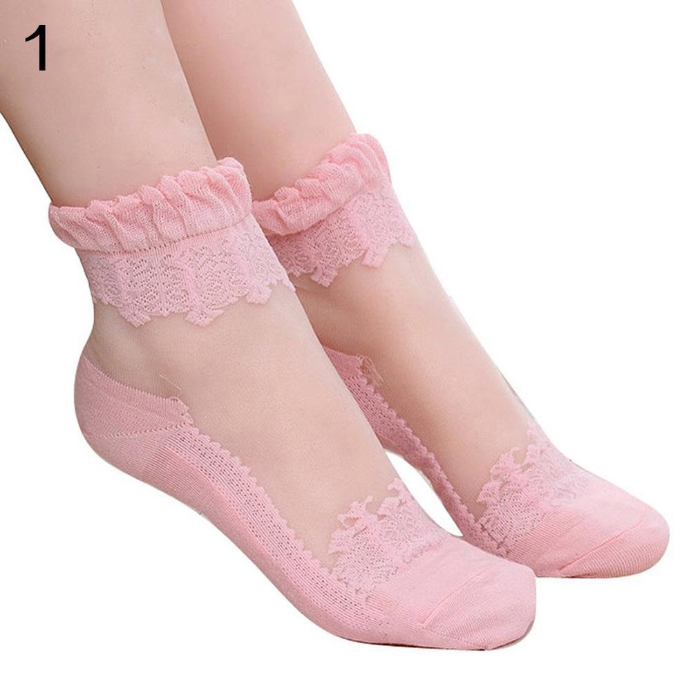 Gothic Women Lace Ultra Thin Transparent Breathable Elastic Short Socks Gift