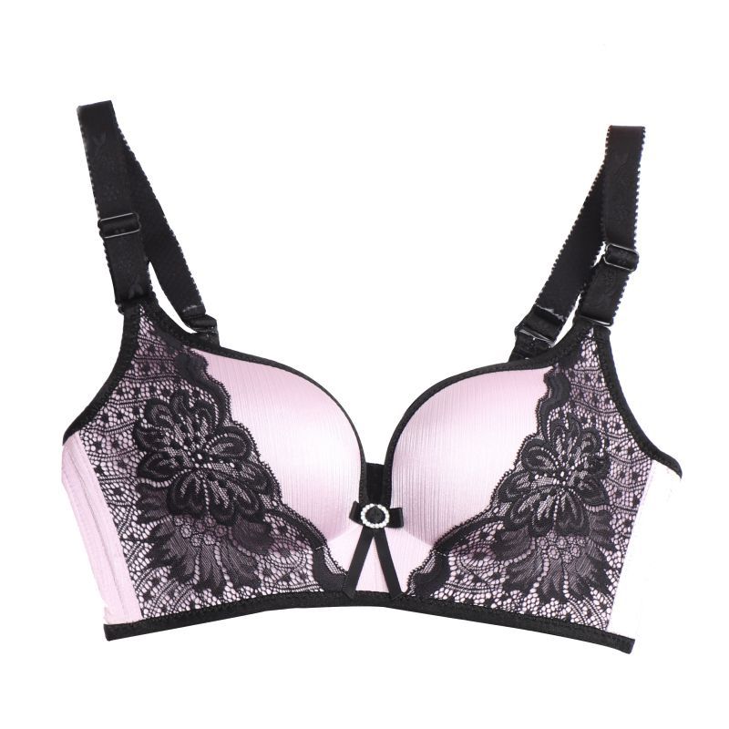 Victoria Lingerie Ultra Thin Underwear Seamless  Lace Underwear Braletta Jacquard Metal Bow Decoration Push Up Bra