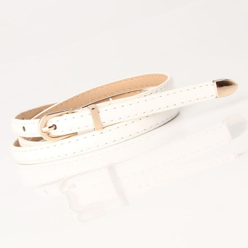 Women Faux Leather Belts Candy Color Thin Skinny Waistband Adjustable Belts Female Basic Dress Straps cinturon mujer 2019