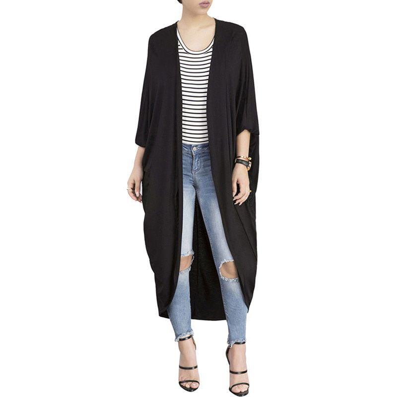 Women Windbreaker Fashion Coat Bat-wing Sleeve Knit Cardigan Shirt Autumn Winter Tops Blouses