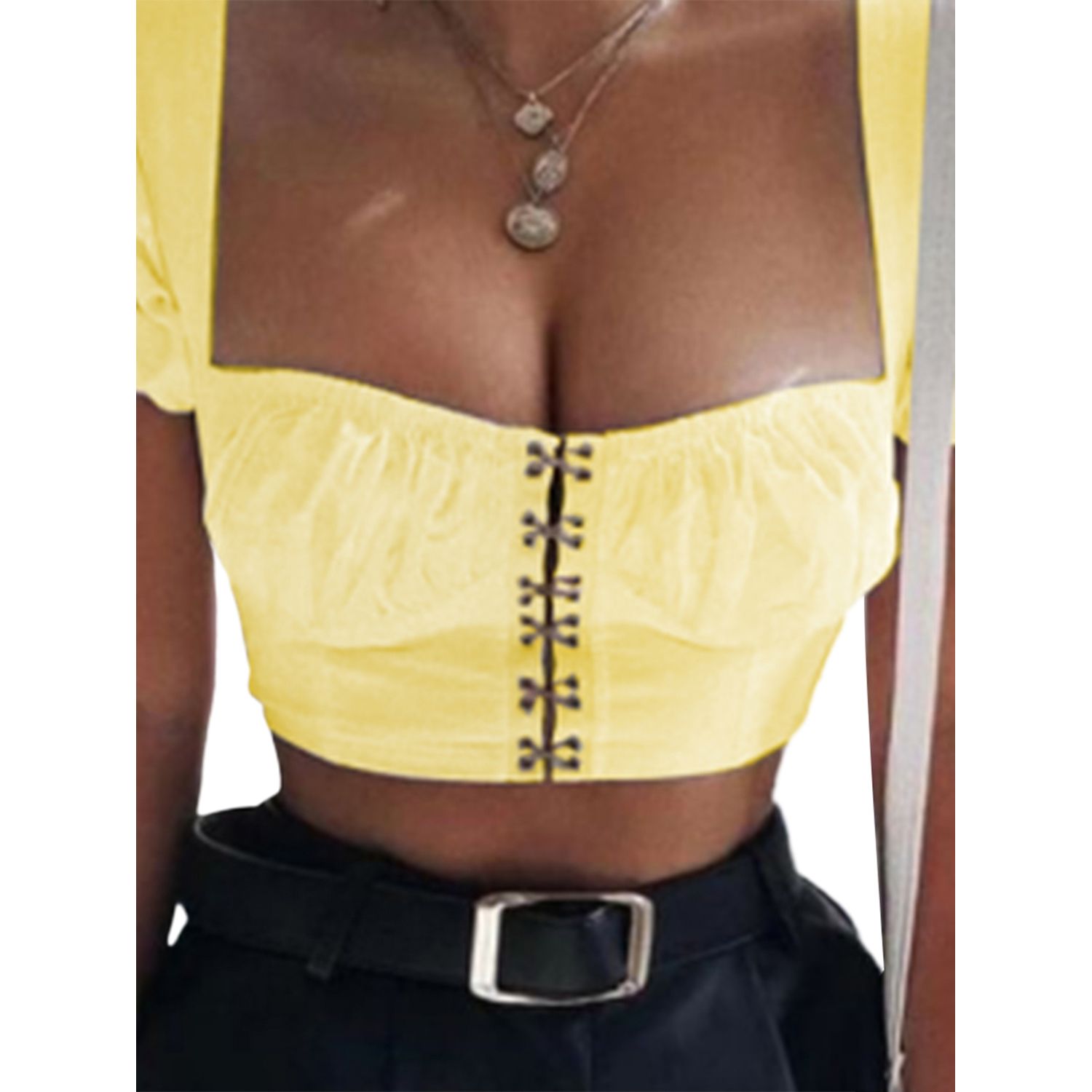 Women's Tank Top, Princess Vest, Summer Wrap Bandage Push-up Puff Sleeve Bare Navel Party Clothes