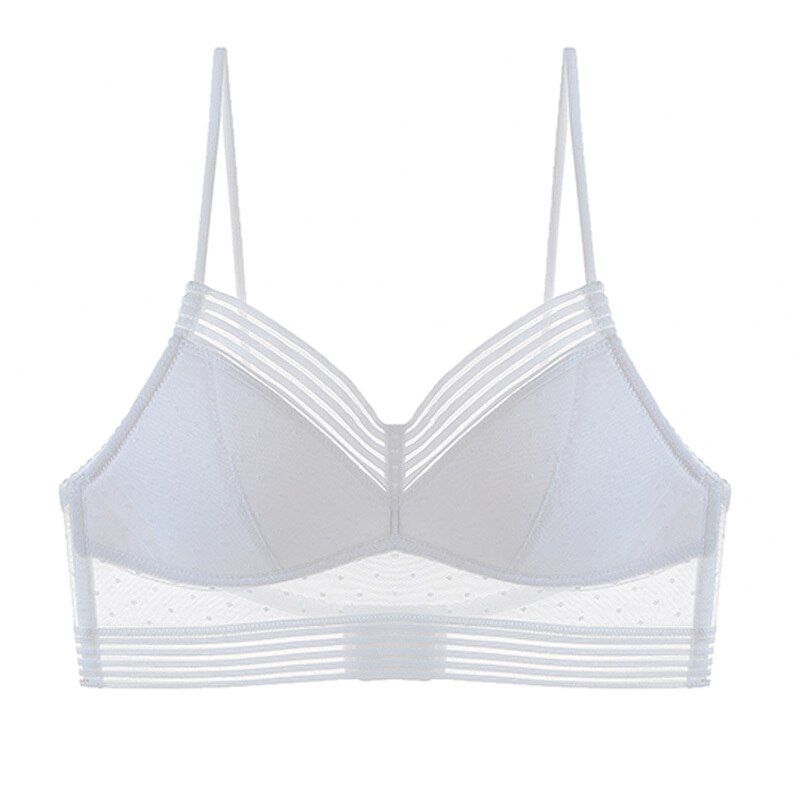 Plus Size Dot Mesh Thin Bra Triangular Woman Soft Seamless Backless Beautiful Back Bralette Encaje Mujer