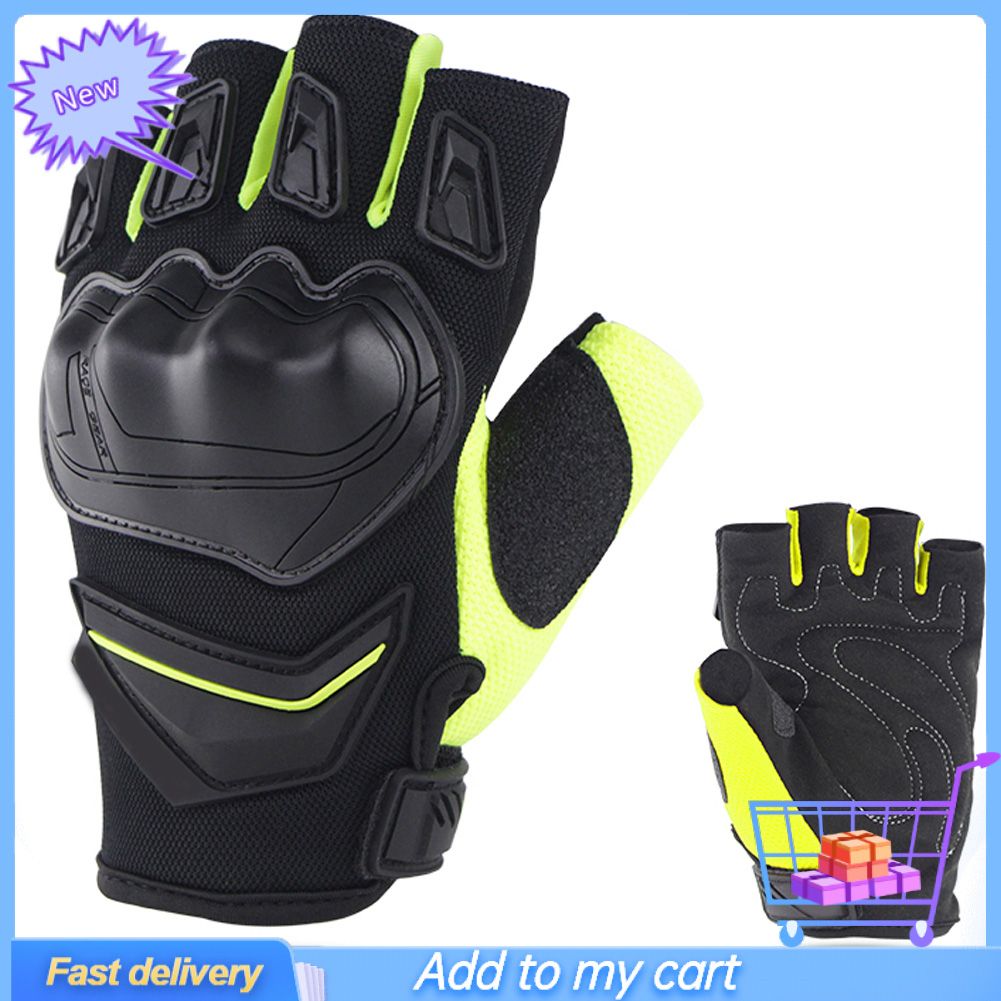 1 Pair Motorcycle Motorbike Riding Half Finger Anti-shock Protection Gloves