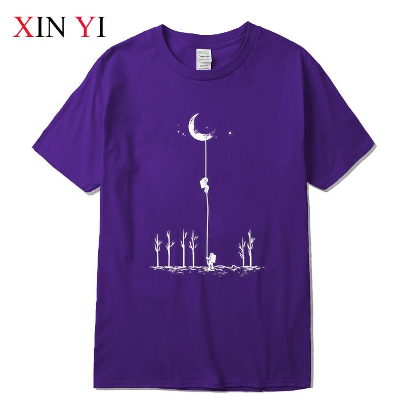 Men's T-shirt Top Quality 100% cotton cool Funny astronaut print casual loose men t shirt o-neck t-shirt men tee shirts