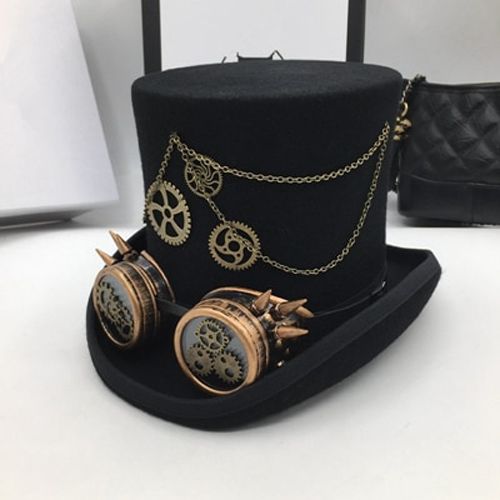 Steam era Presigear punk style hat fashion show film performance of wool top hat for men and women Fedoras