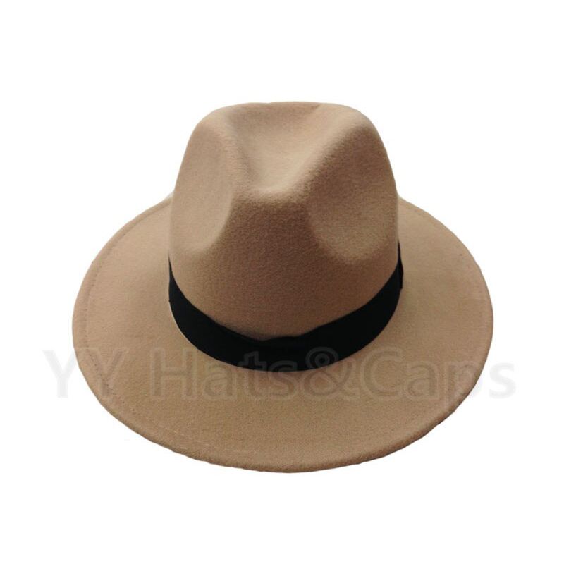 Men's Wool Felt Brim Hat Trilby Women Vintage Wool Panama Fedora Cloche Cap Wool Felt Jazz 14 colors YY0397