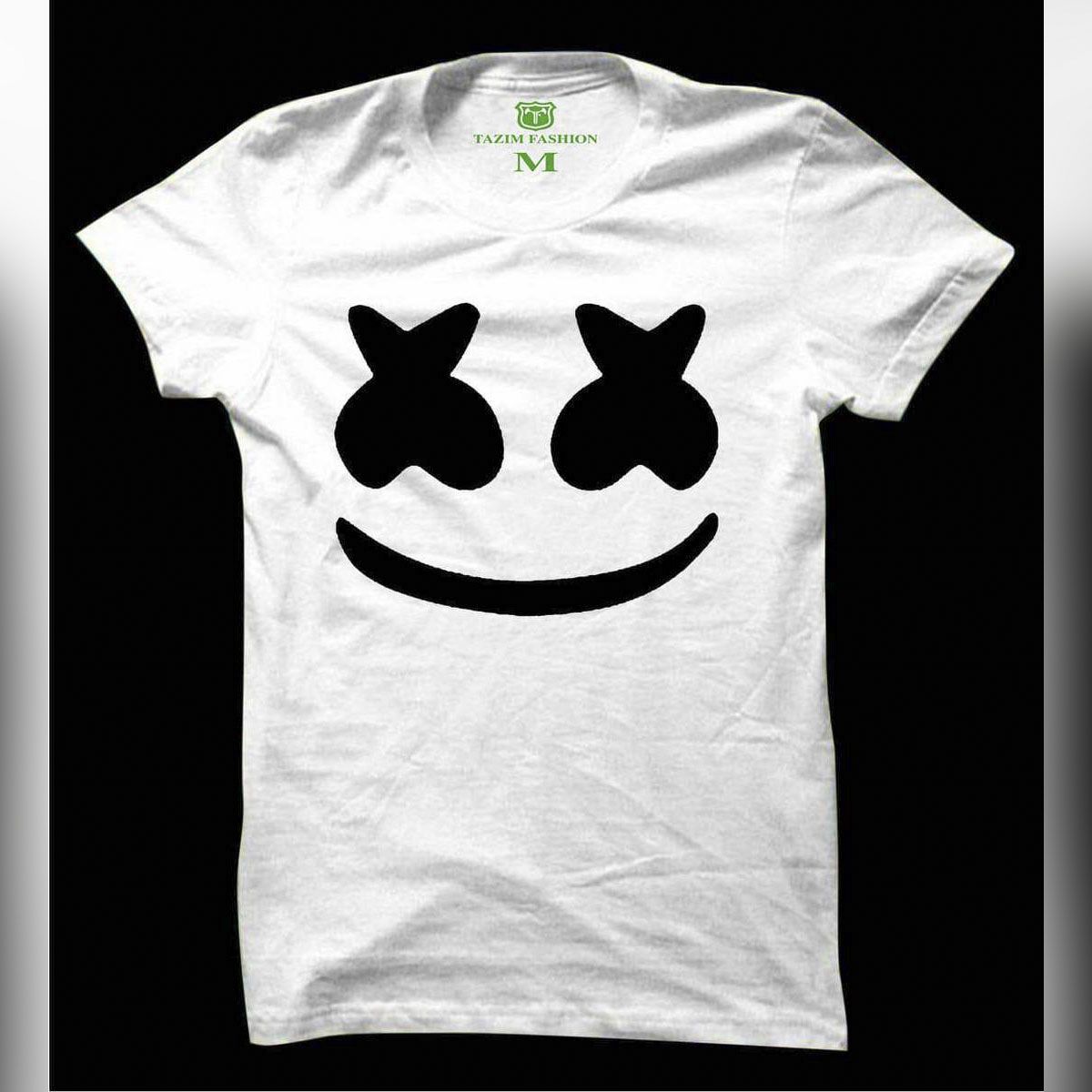 Marshmello White Cotton Short Sleeve T-Shirt For Men