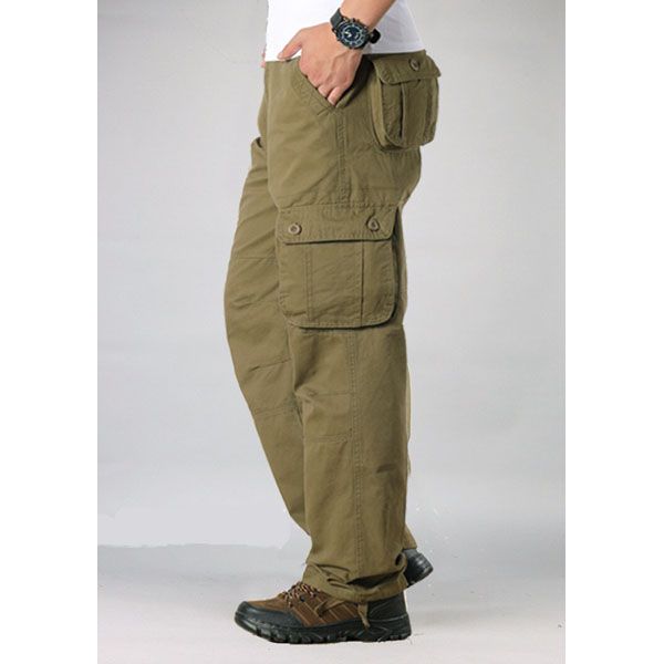 Men's Cargo Pants Casual Multickets  Tactical Pants Male Outwear Loose Straight slacks Long Trousers Plus size 29-44