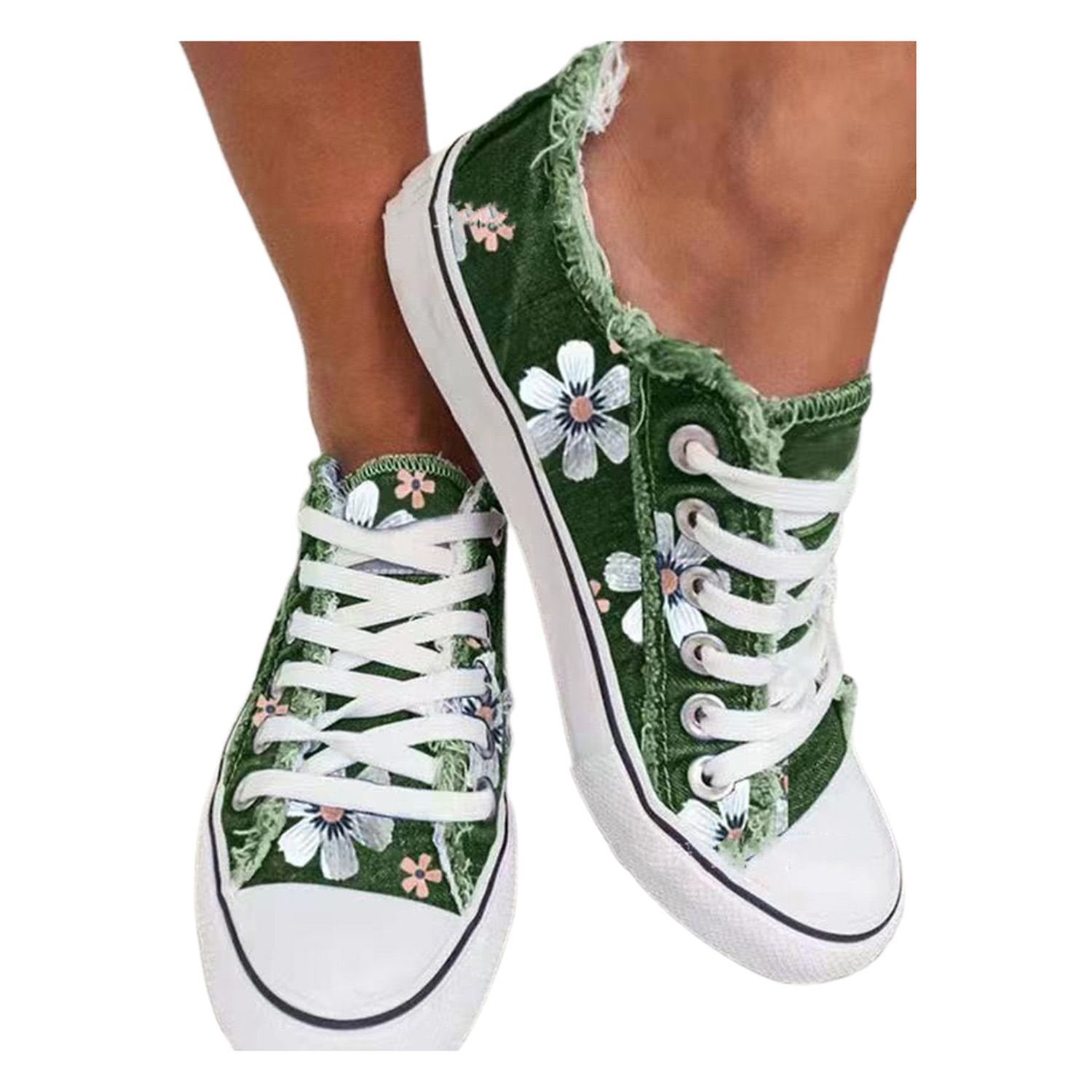ng Shoes Le Up Flower Print Low Cut Flat Shoes