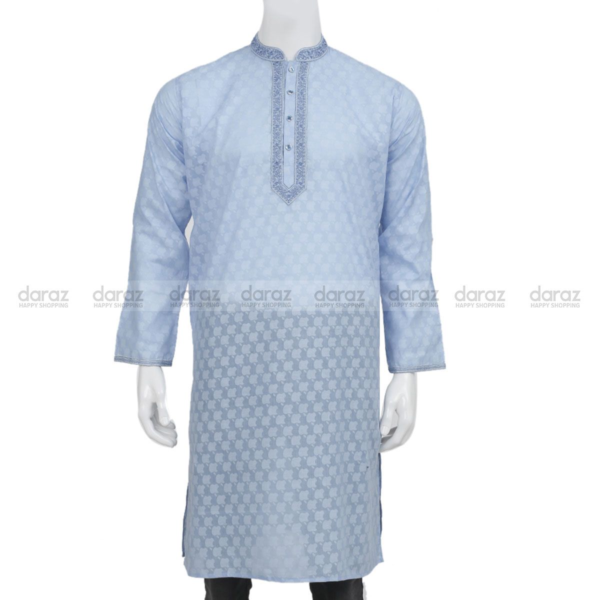 Embroidery Semi Long Panjabi For Men -Apple