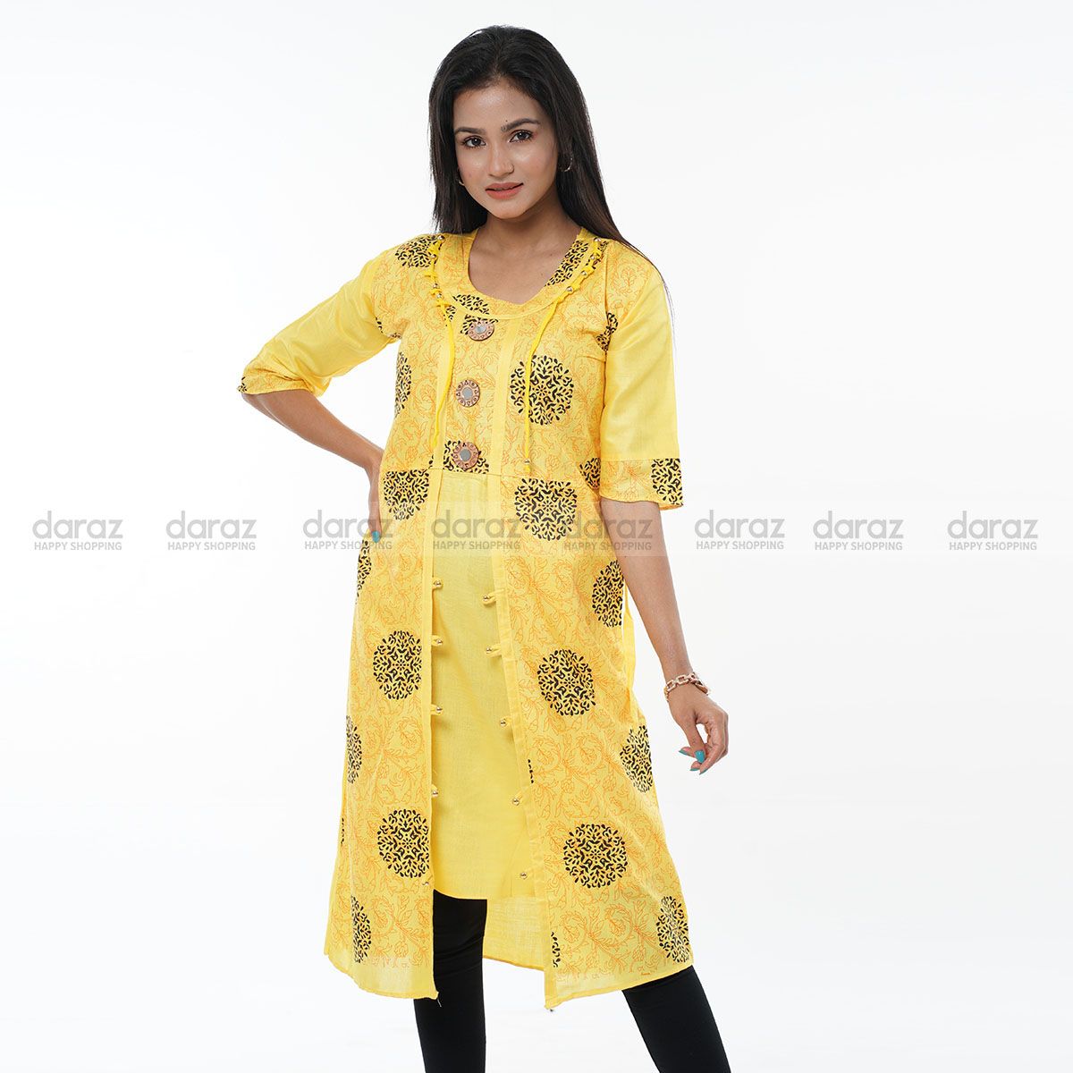 Stylish Fashionable Koti Hot Kurti For Girls Long Pure Soft Linen (1 Pcs) - Tops For Girls