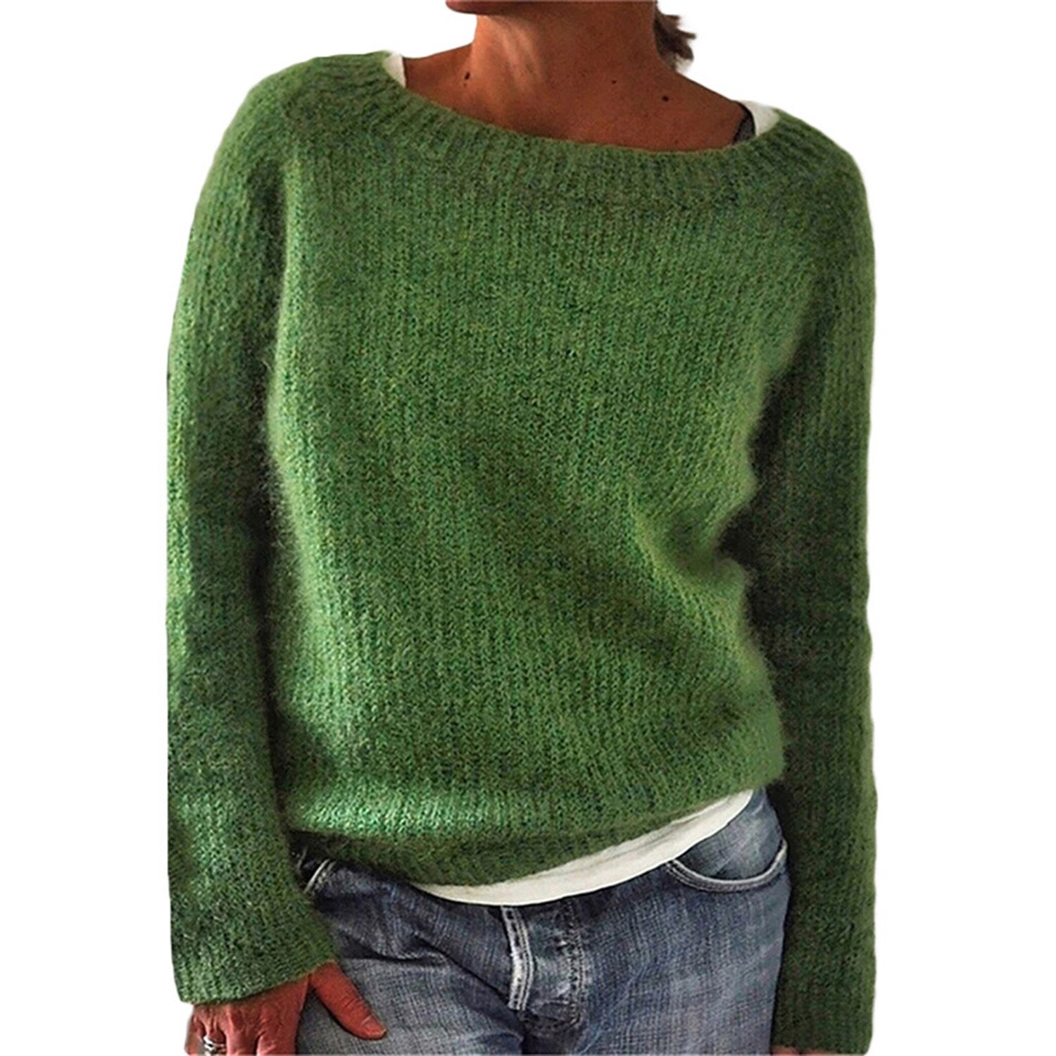 Pullover Sweater Solid Color Ladies Basic Sweaters