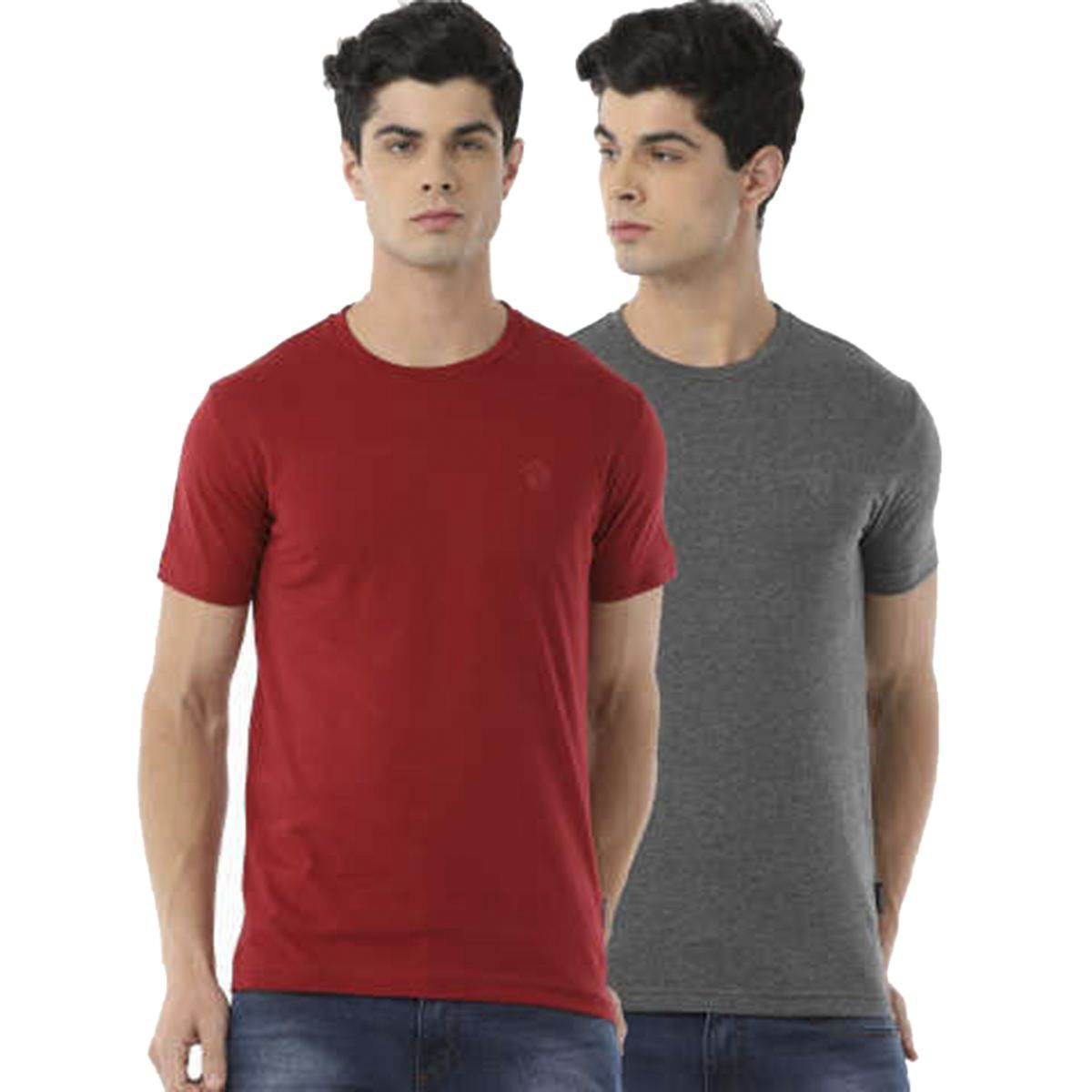 Solid Color Pack of 2 Combo Round Neck T-Shirt for Man